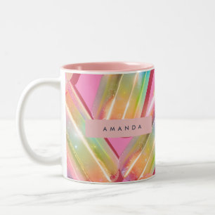 Personalized Rainbow Glitter Popsicle Dreamt Two-Tone Coffee Mug