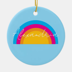 Personalized Rainbow Name Christmas Ceramic Tree Decoration