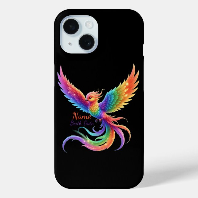Personalized Rainbow Phoenix Name Birthdate Gift Case-Mate iPhone Case (Back)