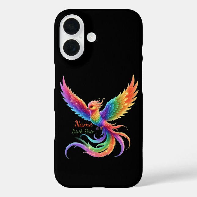 Personalized Rainbow Phoenix Name Birthdate Gift Case-Mate iPhone Case (Back)
