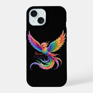 Personalized Rainbow Phoenix Name Birthdate Gift iPhone 15 Case