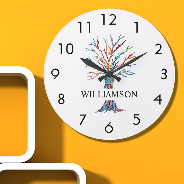 Personalized Rainbow Tree  Large Clock (Creator Uploaded)