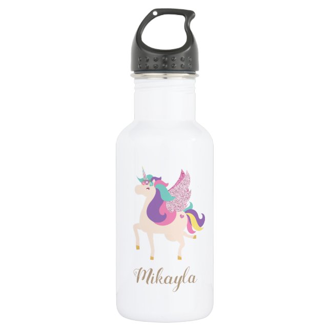 Personalized Rainbow Unicorn Cute 532 Ml Water Bottle (Front)