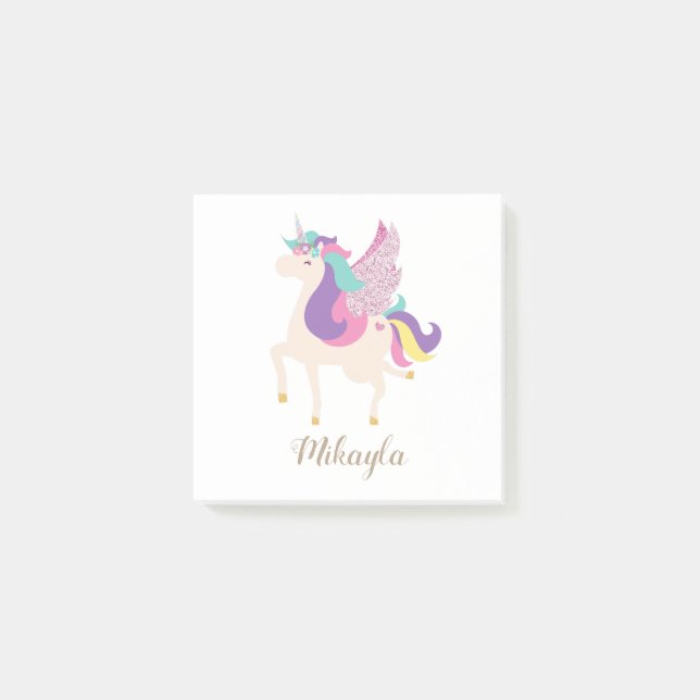 Personalized Rainbow Unicorn Simple Cute Post-it Notes (Front)