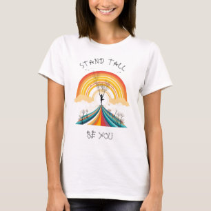 Personalized, Rainbow, Yoga, Tree pose, Positive T-Shirt