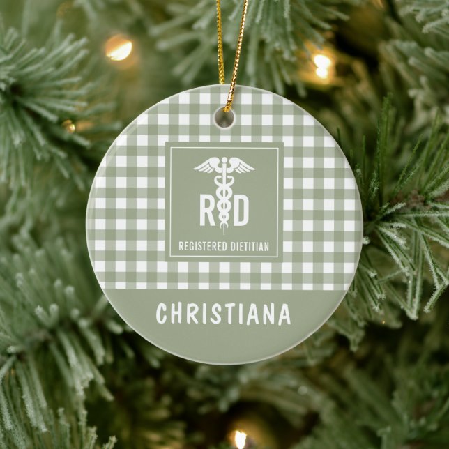 Personalized RD Registered Dietitian Plaid Pattern Ceramic Tree Decoration (Tree)