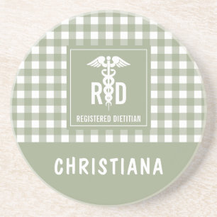 Personalized RD Registered Dietitian Plaid Pattern Coaster
