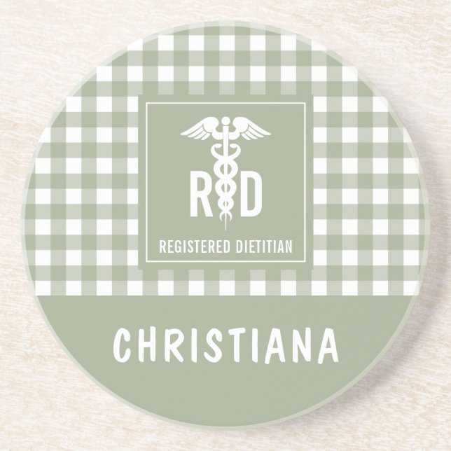 Personalized RD Registered Dietitian Plaid Pattern Coaster (Front)