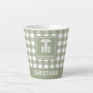 Personalized RD Registered Dietitian Plaid Pattern Latte Mug