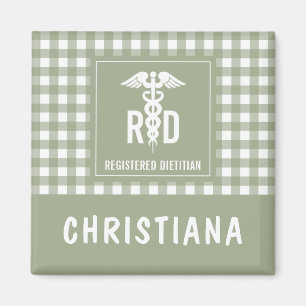 Personalized RD Registered Dietitian Plaid Pattern Magnet