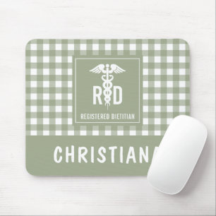 Personalized RD Registered Dietitian Plaid Pattern Mouse Mat