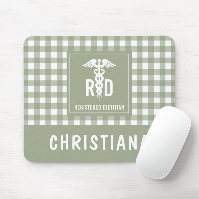 Personalized RD Registered Dietitian Plaid Pattern Mouse Mat (With Mouse)
