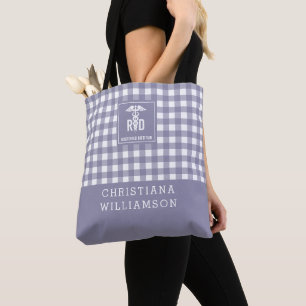 Personalized RD Registered Dietitian Plaid Pattern Tote Bag