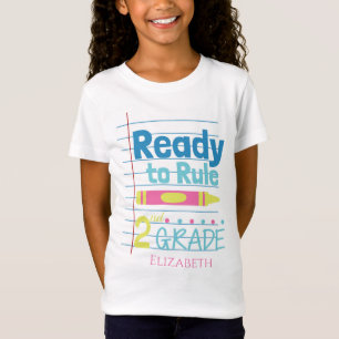 Personalized ready to rule second grade crayon T-Shirt
