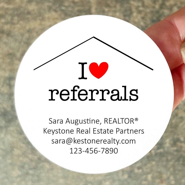 Personalized Realtor I Love Referrals Classic Round Sticker (Creator Uploaded)