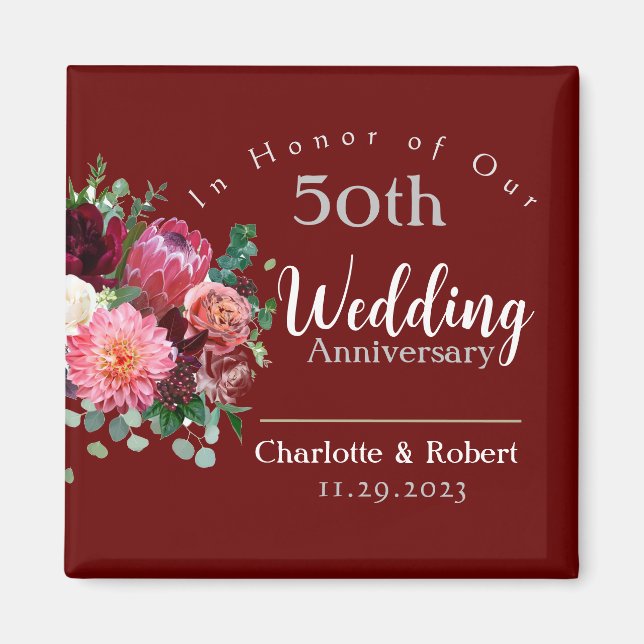 Personalized Red 50th Couples Wedding Anniversary  Magnet (Front)