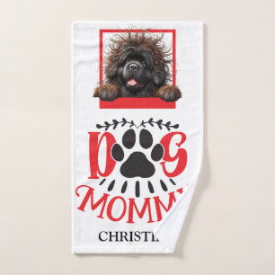 Personalized Red & Black DOG MOMMY Hand Towel