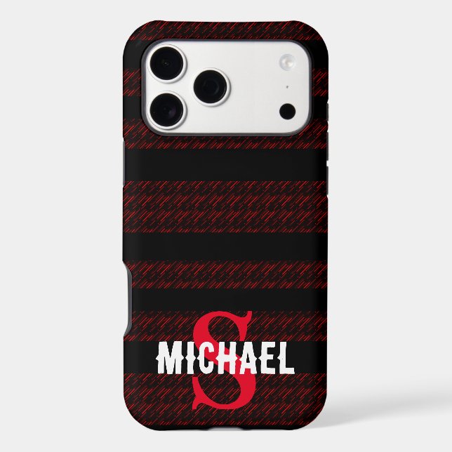 Personalized Red & Black Striped Monogram (Back)