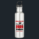 Personalized Red Class of 2026 Graduation 710 Ml Water Bottle<br><div class="desc">Customize your own red high school Class of 2026 graduate water bottle for a high school or college graduation party. Cool varsity letters for the year on a great custom commemorative keepsake for seniors.</div>