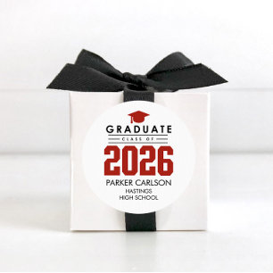 Personalized Red Class of 2026 Graduation Sticker