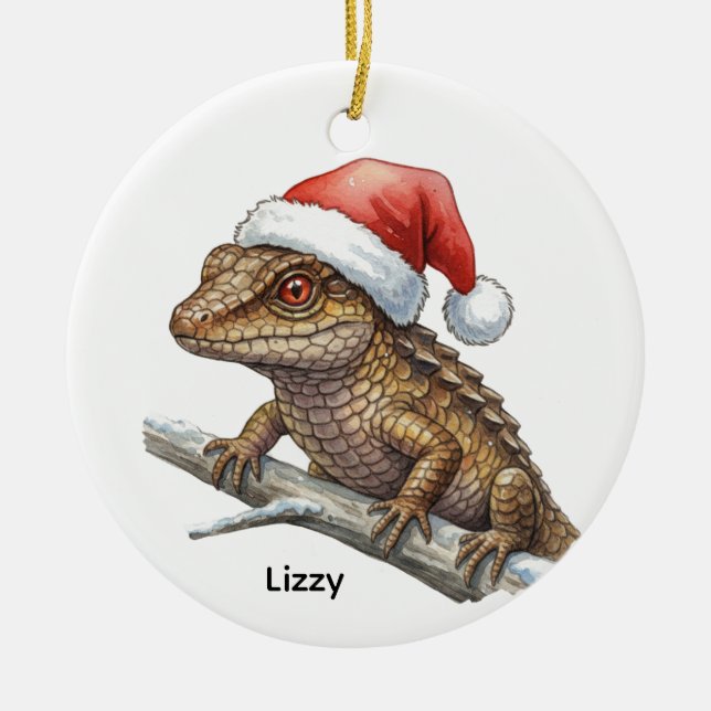 Personalized Red-eyed crocodile skink  Ceramic Tree Decoration (Front)