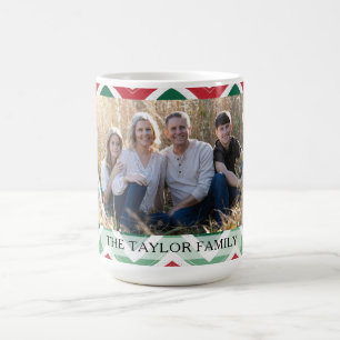 Personalized Red Green Chevron Photo Family Coffee Mug