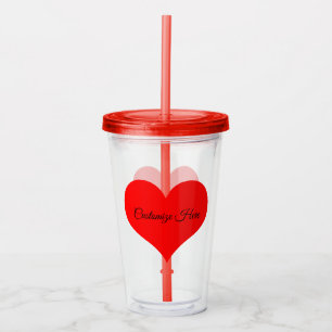 Personalized Red Heart Design Acrylic Tumbler