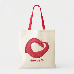 Personalized Red heart dragon Tote Bag