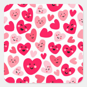 Personalized Red Heart Happy Valentine’s Day Lover Square Sticker