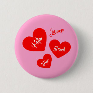 Personalized Red Hearts Pink Mother's Day 6 Cm Round Badge