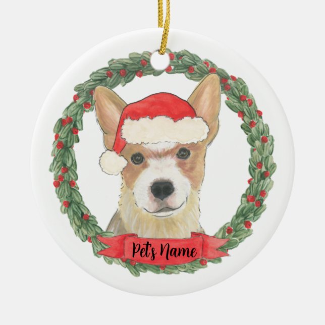 Personalized Red Heeler Cattledog Ceramic Tree Decoration (Front)