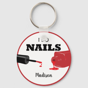 Personalized Red I Do Nails(Nail Technician) Key Ring