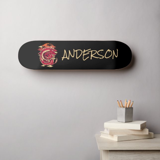 Personalized  Red Japan dragon skateboard (Wall Art (Horz))