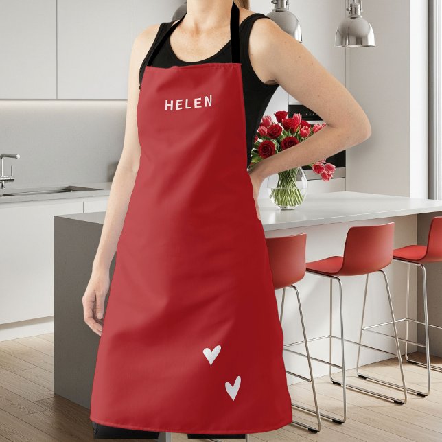 Personalized Red Kitchen Apron - Modern  (Creator Uploaded)