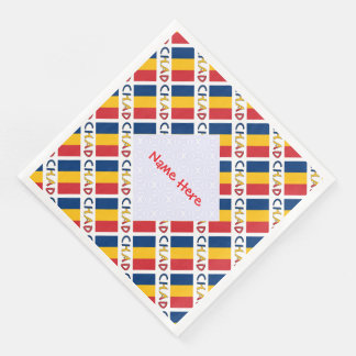 Personalized Red Name Chad Flag Tiled Napkin
