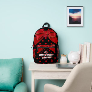 Personalized Red Polka Dot Bow Spiral Printed Backpack