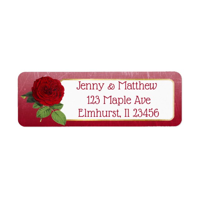 Personalized Red Rose Return Address Labels (Front)