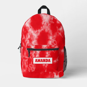 Personalized Red Tie Dye  Printed Backpack