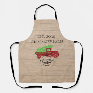 Personalized Red Truck Christmas Tree Apron
