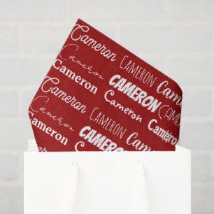 Personalized Red Typography Name Collage Christmas Tissue Paper