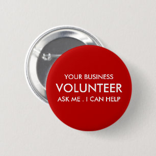 Personalized Red Volunteer 6 Cm Round Badge