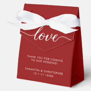 Personalized Red white Elegant Love Wedding ScrIpt Favour Box