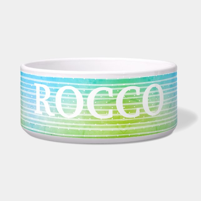 Personalized refreshing blue green Pet Bowl (Front)