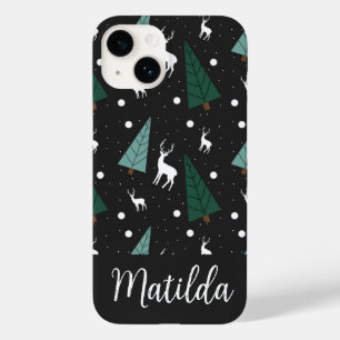 Personalized Reindeer and Christmas trees Case-Mate iPhone 14 Case