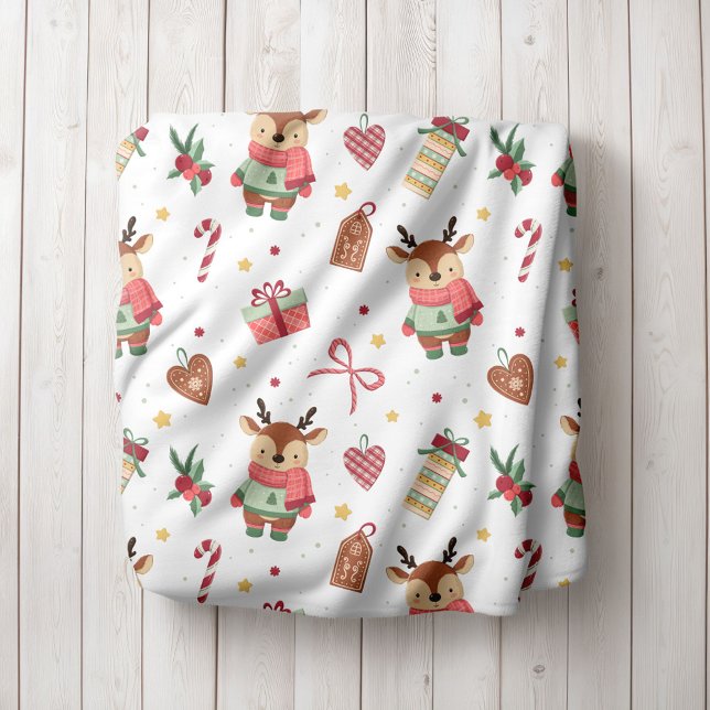 Personalized Reindeer Christmas Fleece Blanket (Creator Uploaded)