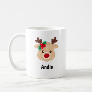 Personalized Reindeer Face Gift Mug