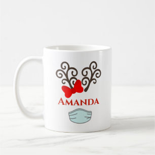 Personalized Reindeer with mask- Merry christmas   Coffee Mug