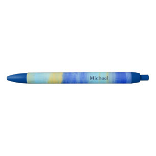 Personalized Relaxing Beach Aqua Abstract Art Blue Ink Pen
