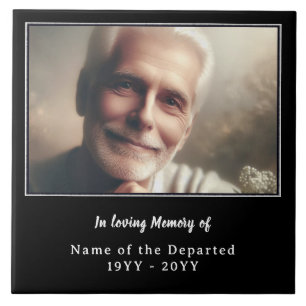 Personalized Remembrance Keepsake Photo Name Dates Tile