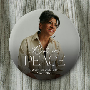 Personalized Rest in Peace Photo Memorial Button